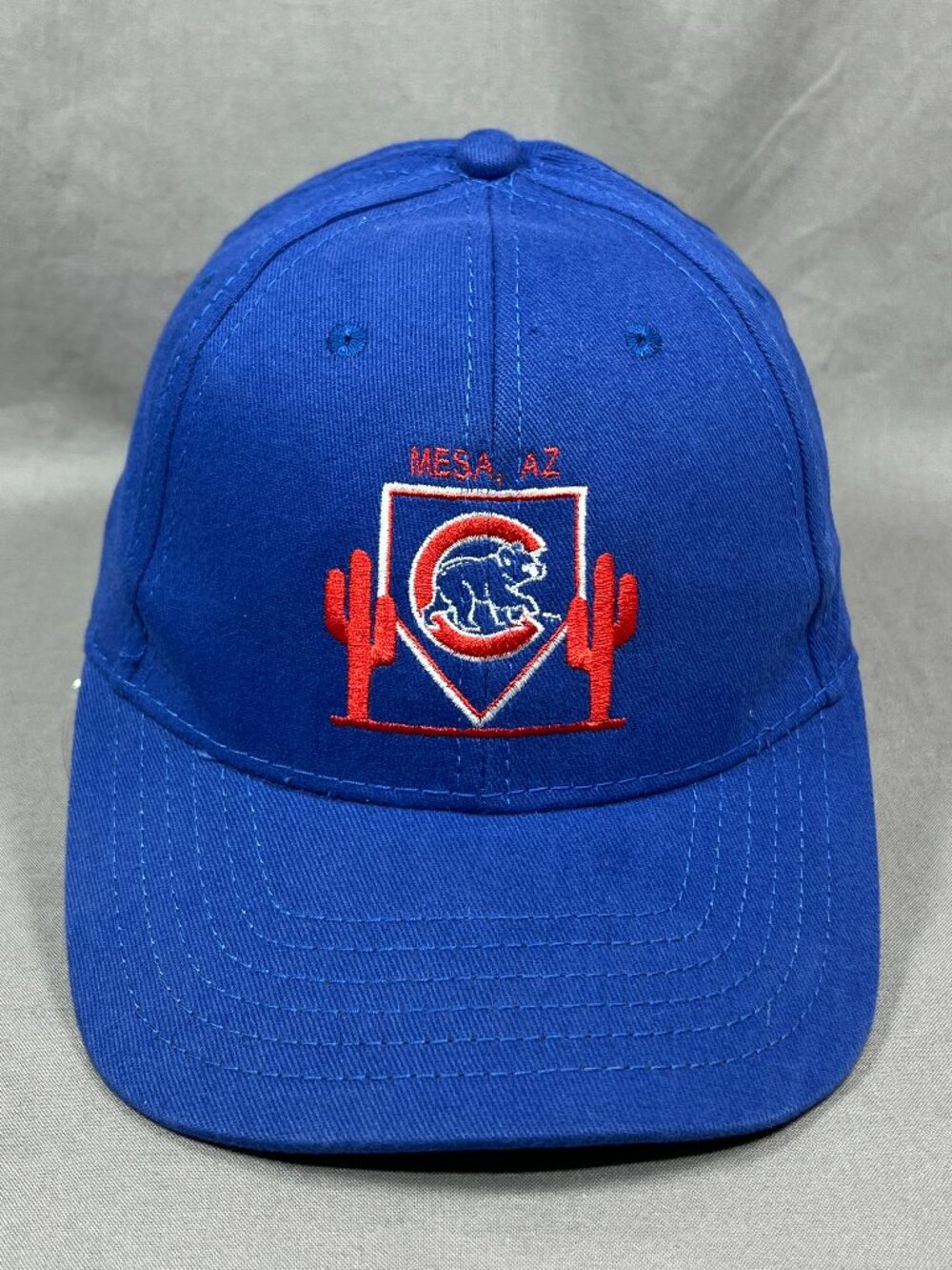 Vtg Chicago Cubs Mesa Arizona Fahrenheit Strapback Hat Blue Spring Training Mens